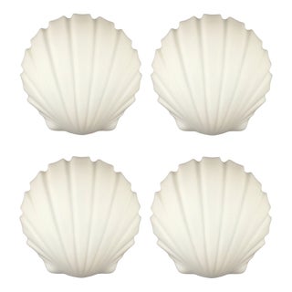 Shell-Shaped Opaline Glass Wall Lamps from Limburg, Germany, 1970s, Set of 4 For Sale