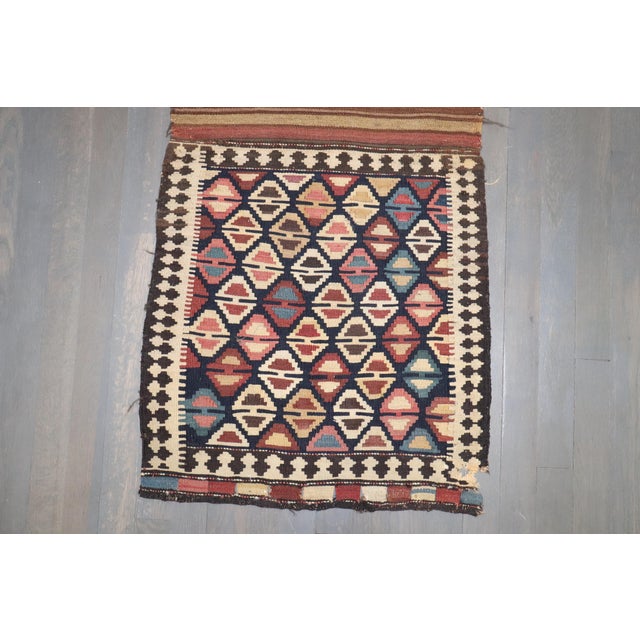 19th Century Zabihi Collection Tribal Caucasian Kilim Textile Rug - 1'8" x 7'7" For Sale - Image 10 of 11