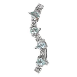 0.27ctw Diamond Green Tourmaline Journey Pendant 18k White Gold Floating Drop For Sale