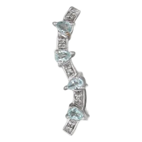 0.27ctw Diamond Green Tourmaline Journey Pendant 18k White Gold Floating Drop For Sale