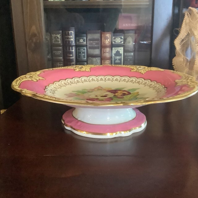 Antique Brown Westhead & Moore English Dessert Service Hand Painted Botanical Compotes - a Pair For Sale In New York - Image 6 of 12