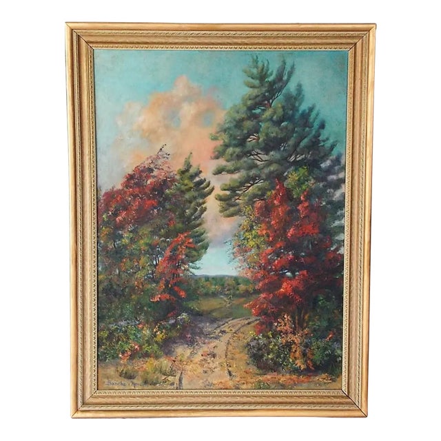 1940s "The Elkton Road" Realist Rustic Landscape Oil Painting, Framed For Sale