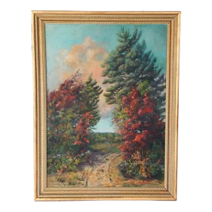 1940s "The Elkton Road" Realist Rustic Landscape Oil Painting, Framed