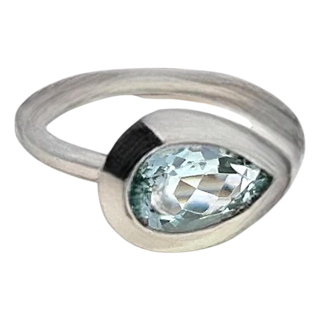 Natural Solitaire Aquamarine Ring Size 6.5 14k W Gold 1.60 Cts Certified For Sale
