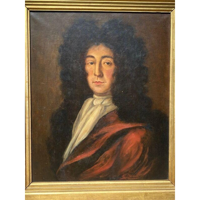 Figurative Antique Oil Painting Portrait of 17thC Gentleman, Gold Leaf Gilt Frame, Signed For Sale - Image 3 of 10