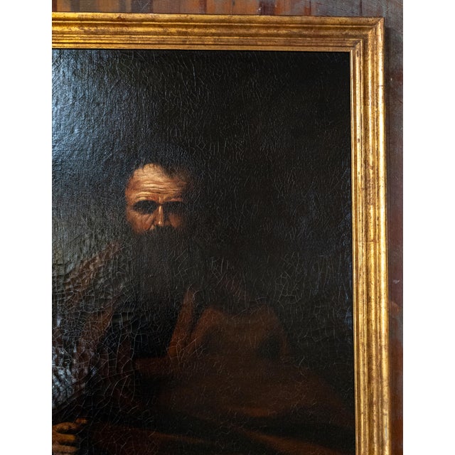 18th Century Italian Old Master Portrait Painting of Saint Matthew After Jusepe De Ribera For Sale - Image 4 of 12