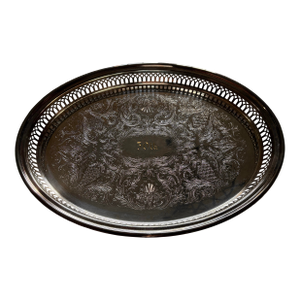 Oval 50th Anniversary Silverplate Gallery Tray by the International Silver Co.