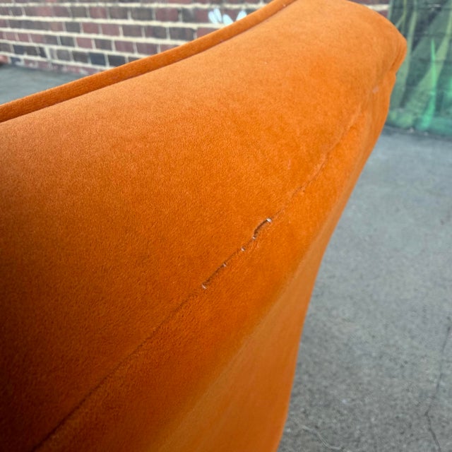 Milo Baughman Mid Century Chrome and Orange Velvet For Sale - Image 11 of 12