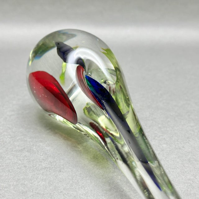 Glass Vintage 1960’s Murano Attributed Clear With Tri Color Sommerso Teardrop Sculpture For Sale - Image 7 of 9