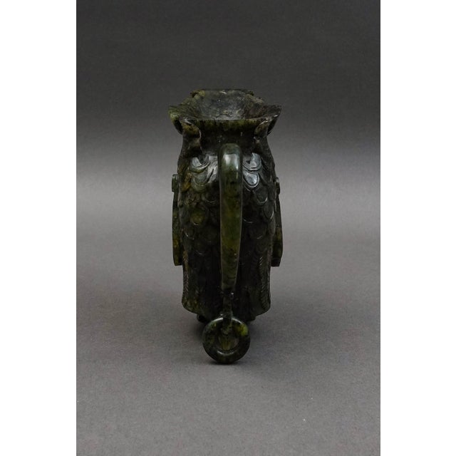 Gemstone Mid 20th Century Chinese Carved Spinach Jade Carved Small Handled Pitcher For Sale - Image 7 of 9