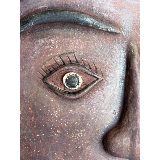 Vintage Mexican Terracotta Face Planter For Sale - Image 12 of 15