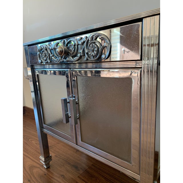 Mid 20th Century French Art Deco Pair of Brass Side Table or Nightstands, Drawer and Door For Sale In Miami - Image 6 of 18