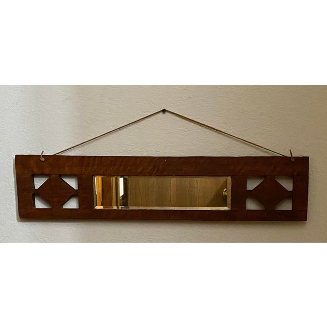 Small 19th Century Tiger Oak Beveled Entry Way Mirror For Sale - Image 12 of 12