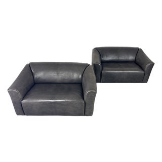DS 47 Buffalo Leather Grey Sofa Two-Seater from De Sede, 1980s For Sale