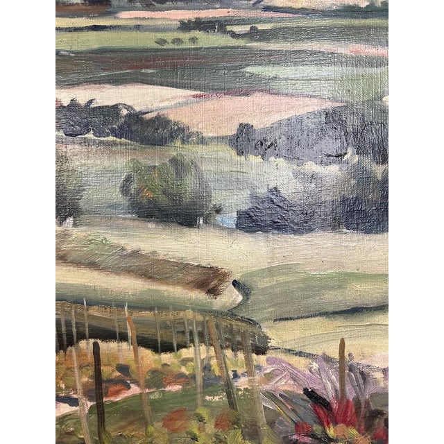 Kurt Conrad Loew, View of the Geneva Countryside and the Salève from Vegetable Garden, 1950, Oil on Canvas For Sale - Image 7 of 13