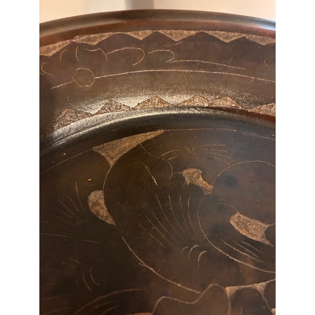 Traditional Vintage Maitland-Smith Hand Carved Wooden Pedestal Centerpiece Tazza Bowl For Sale - Image 3 of 6