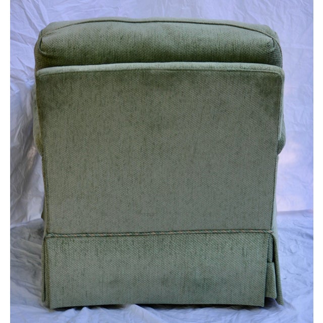 English Late 20th Century English Arm Chair and Ottoman in Sage Green Velvet Chenille by Colony Interiors For Sale - Image 3 of 4