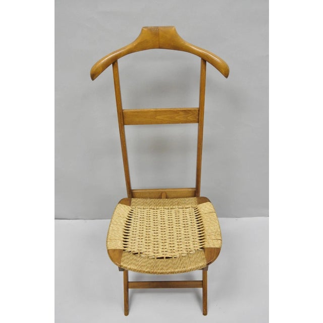 Mid-Century Modern Vintage Mid Century Italian Style Modern Beech Wood Clothing Valet Chair Seat, B For Sale - Image 3 of 18