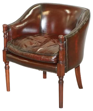 Vintage Hand Dyed Studded Brown Leather Club Chair