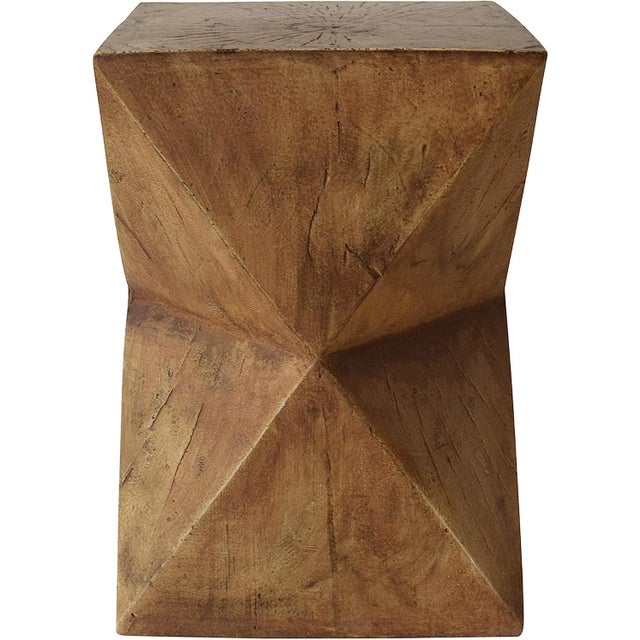 Wood Vintage-Inspired Concrete Side Table With Hand-Painted Wood-Look Finish For Sale - Image 7 of 8