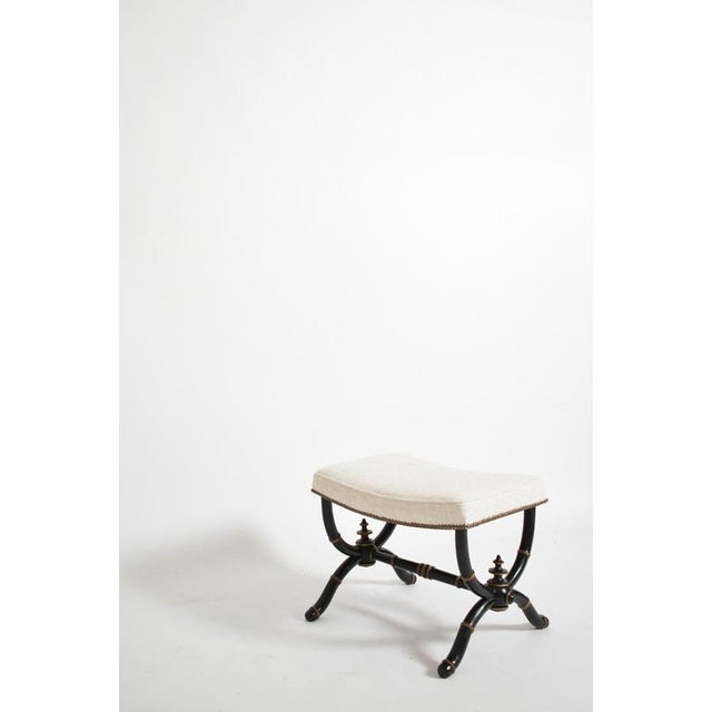 19th Century Napoleon III Curule Faux Bamboo Ottoman For Sale - Image 4 of 6
