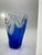 Vintage Cobalt Blue Murano Style Art Glass Flower Bowl Vase For Sale - Image 4 of 4