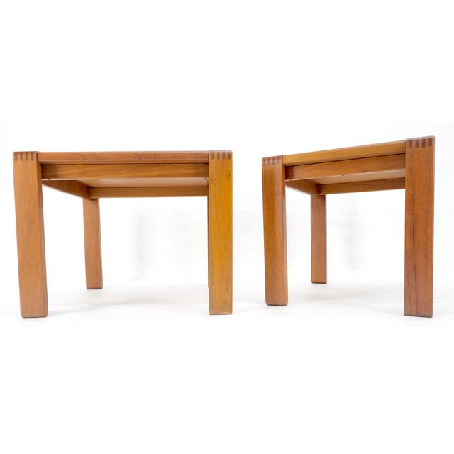 Tangerine Pair of Solid Teak Danish Mid Century Modern Teak Side End Night Tables Stands For Sale - Image 8 of 15