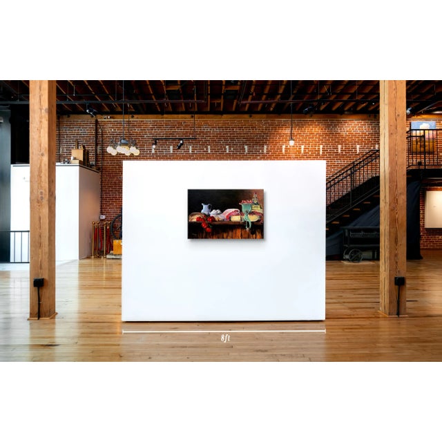 Realism Contemporary Impressionist Still Life Painting, "Old Fashioned Hamburger Sandwich With Cheese" For Sale - Image 3 of 4