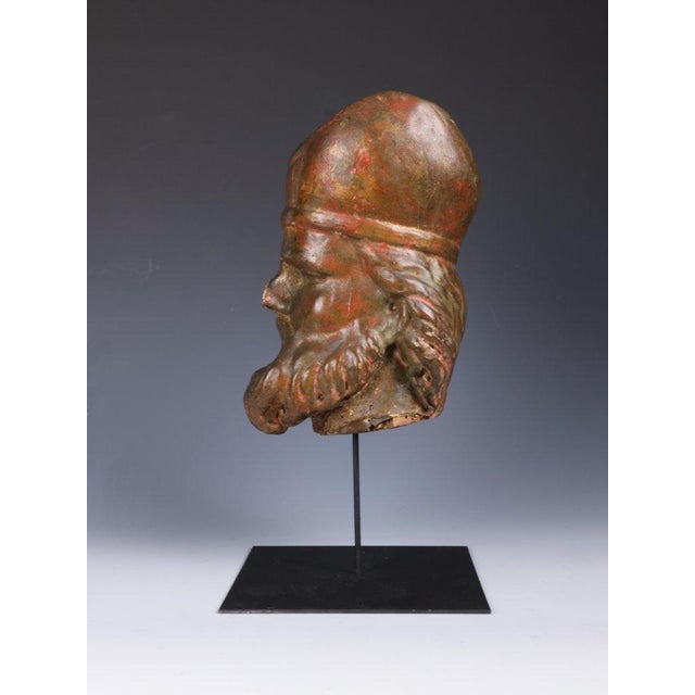 Polychrome Carved Bishop Bust, Continental Ecclesiastical Fragment, 1790, Limewood For Sale - Image 18 of 18