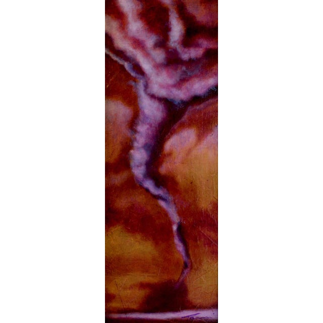 Storm of Emotion depicts a swirling vortex of color that evokes a sense of turbulence and intensity. The rich, warm hues...