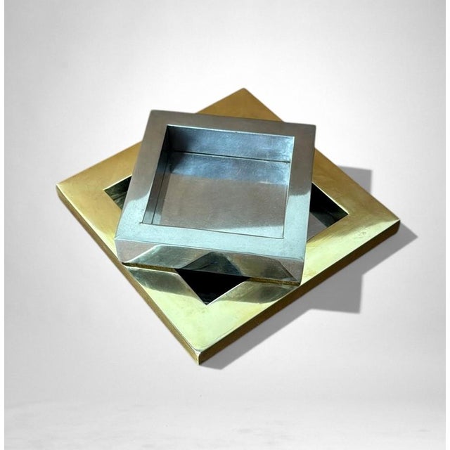 Romeo Rega Romeo Rega Style Italian Steel and Brass Ashtray For Sale - Image 4 of 17