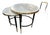 Mid Century Modern Black Steel and Brass Nesting Tables With Marble Tops For Sale