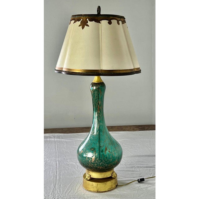 Mid-Century Modern Mid-Century Modern Murano Lamp, Teal Blue Blown Glass, Italy, 1930s For Sale - Image 3 of 8