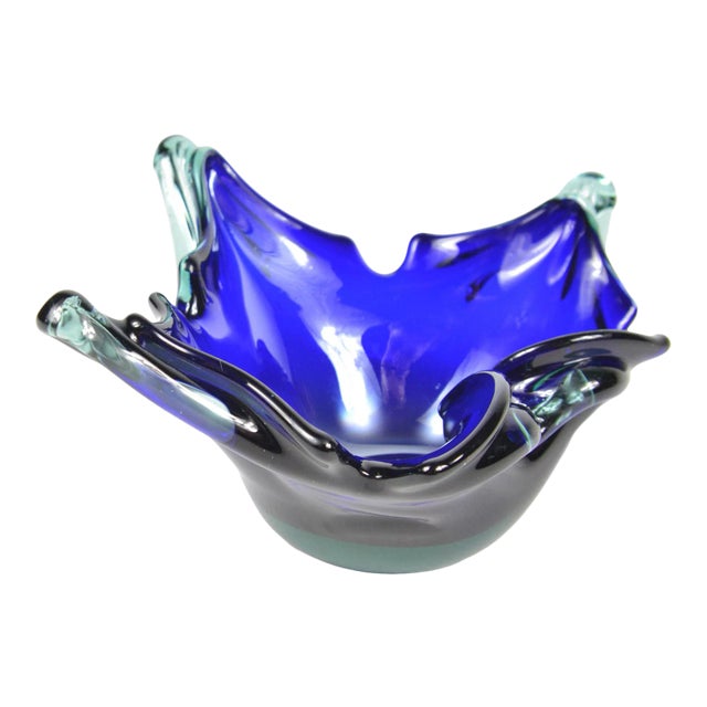 1970s Cobalt Glass Ashtray, Murano, Italy For Sale