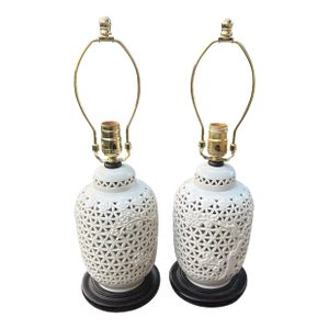 1950s Seyei Japanese Blanc De Chine Lamps- A Pair