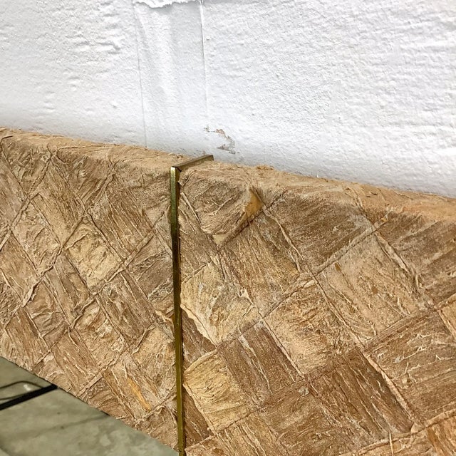 Taupe Vintage Square Textile Finish Wall Mirror For Sale - Image 8 of 12