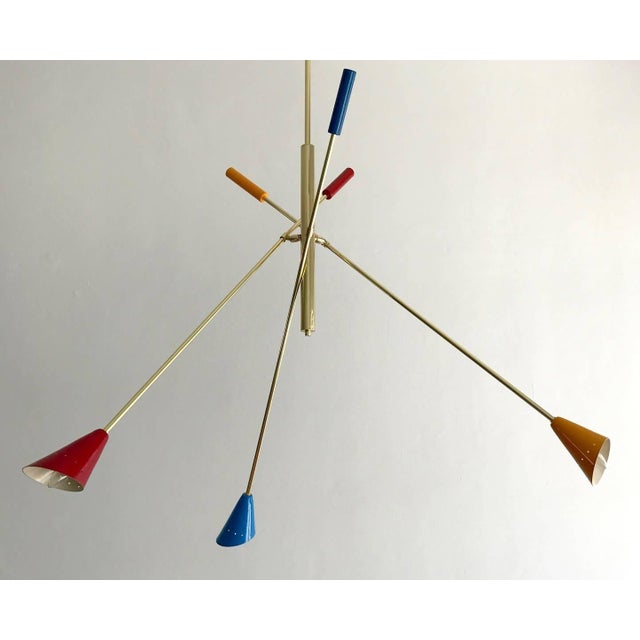 1950s Italian Brass Ceiling Light with Articulate Arms For Sale - Image 5 of 6