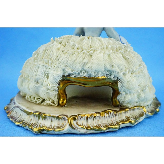 Luigi Fabris, Sculpture Venetian Lady, Crinoline Lace Flowers, 1890s, Porcelain For Sale - Image 18 of 18