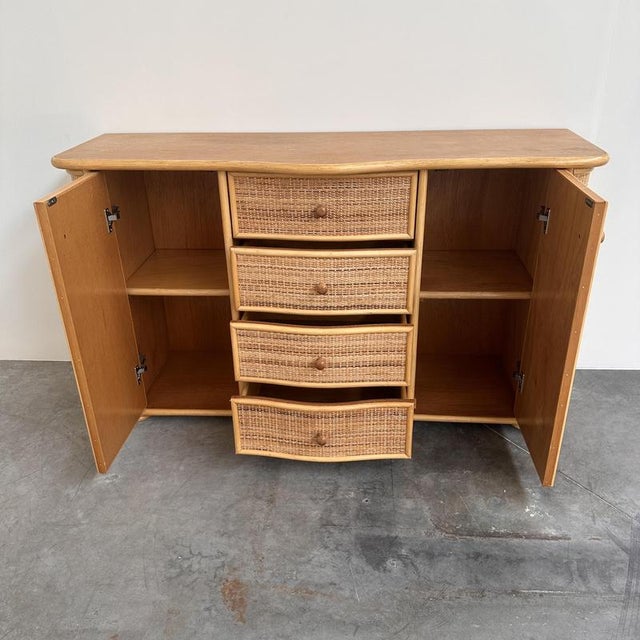 Vintage Sideboard in Curved Rattan For Sale - Image 6 of 12