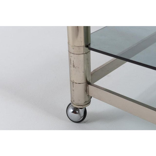 Gray Chromed Steel Serving Cart Side Table, 1970s For Sale - Image 8 of 12