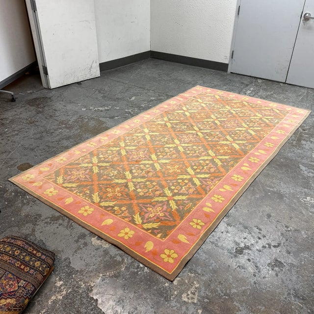 Textile 5ft5in × 10ft3in Custom Made Wool + Silk Carpet For Sale - Image 7 of 12