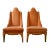 1960s Hollywood Regency Slipper Chairs in Orange with Wood Trim - A Pair For Sale
