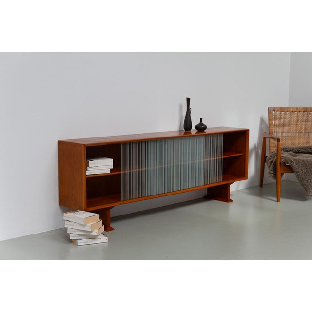 Danish Modern Low Teak Sideboard with Etched Glass Doors from Skovby, 1960s For Sale - Image 14 of 18