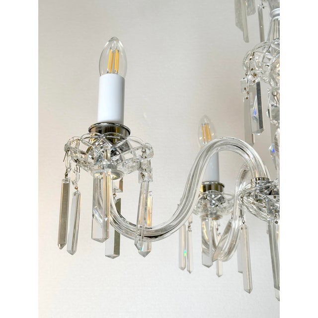 Mid 20th Century Modern Restored Mid Century Five Arm Crystal Chandelier For Sale - Image 4 of 7