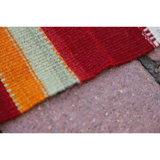 Textile 1970s Scandianvian Red Striped Kilim Runner For Sale - Image 7 of 9