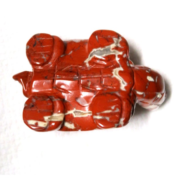 Miniature Red and White Turtle - Hand Carved From Natural Brecciated Jasper For Sale - Image 4 of 6