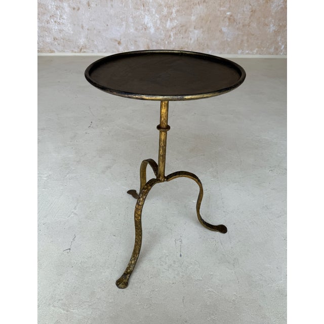 Gold Spanish Gilt-Iron Drinks Table, Tripod Base, Mid-Century Modern Design For Sale - Image 8 of 14