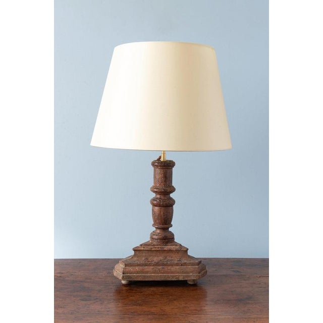 18th Century French Turned Wood Candlestick Table Lamp For Sale - Image 11 of 11