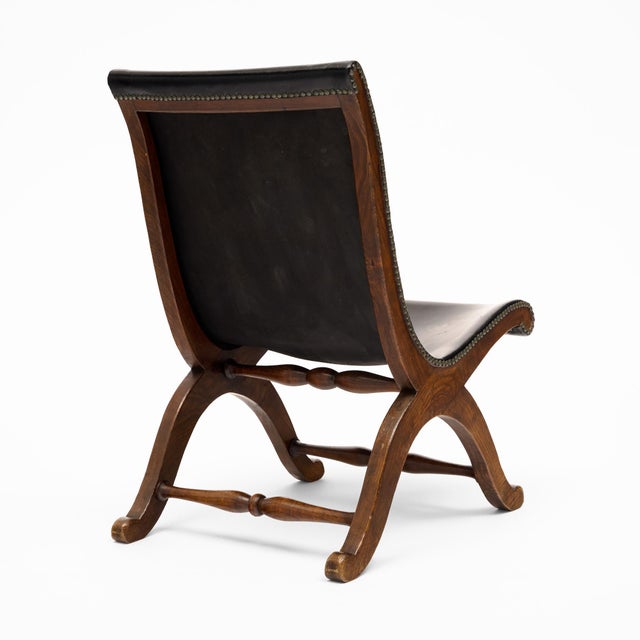 Animal Skin Pair of Mid-Century Black Leather and Wood Lounge Chairs by Valenti For Sale - Image 7 of 9