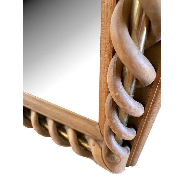 Mid-Century Mirror With Open Twist Braided Wood and Brass Inlay, Made in Italy For Sale In Phoenix - Image 6 of 11